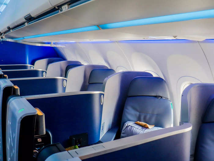 A total of 24 seats can be found in Mint business class, one seat on each side of the aisle to allow for privacy and direct aisle access.