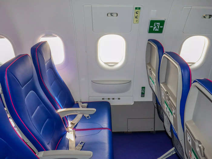 Exit row seats and seats in the first row are the only seats than offer extra legroom.