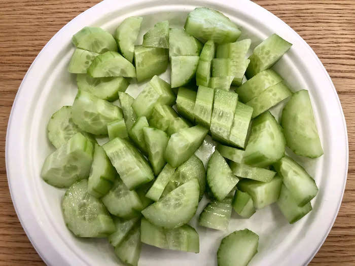 So how does the magic happen? My first step is always peeling the cucumber.