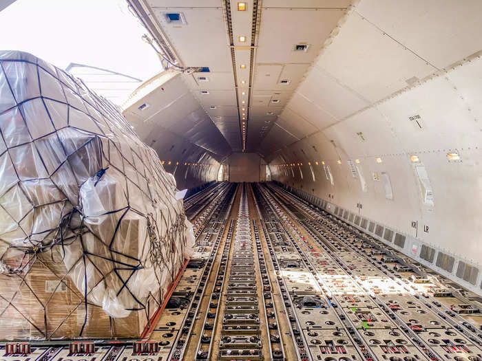 The cabin floor is also reinforced which allows the upper deck of the aircraft to carry heavier freight loads than traditional passenger aircraft.