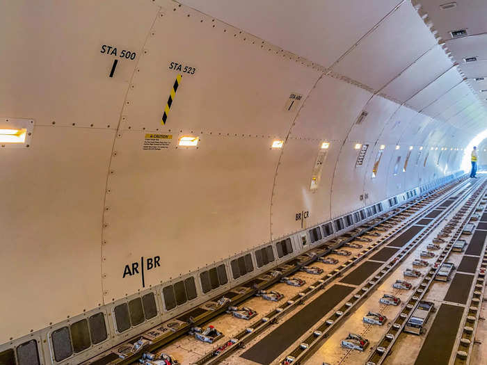 Each section of the aircraft is labeled along the cabin wall, almost like a row and seat number for pallets.