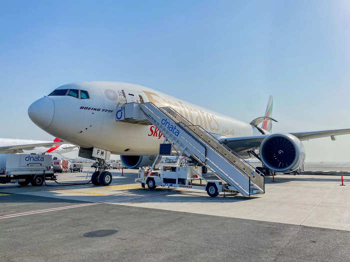 This Boeing 777 Freighter arrived in Dubai from Hong Kong, one important cargo destination in what Emirates calls the "world