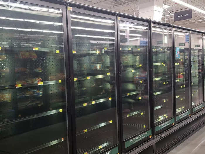 Joel Ebel shared a photo of empty ice cream shelves at the Walmart in Highlands Ranch, Colorado with the caption: "I wasn