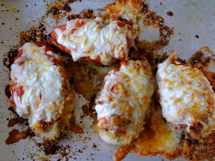 The chicken parmesan pairs well with pasta.