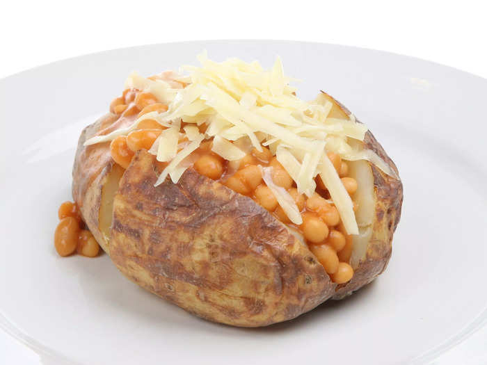 3. Baked potato with baked beans and cheese