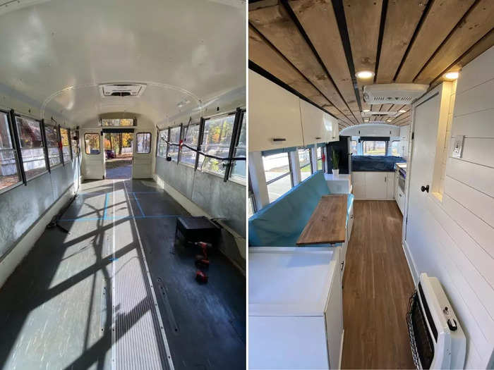 Their most recent renovation of a 120-square-foot bus was all about storage, the couple told Insider.