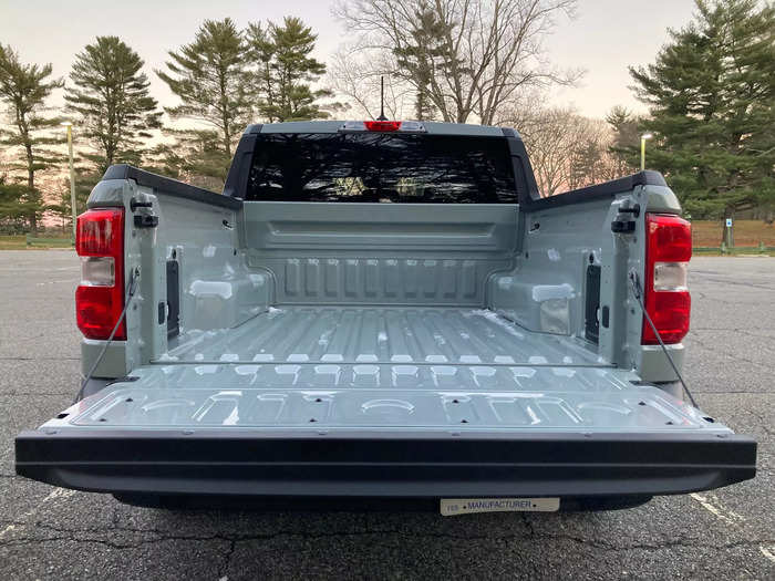 In all trims, the Maverick comes with a plain sheet-metal bed. You can pay extra for a hard-plastic or spray-in liner, and one is included in some options packages.