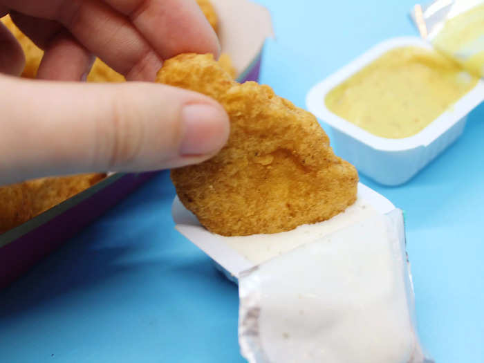 The nuggets, which were evenly fried, were good on their own.