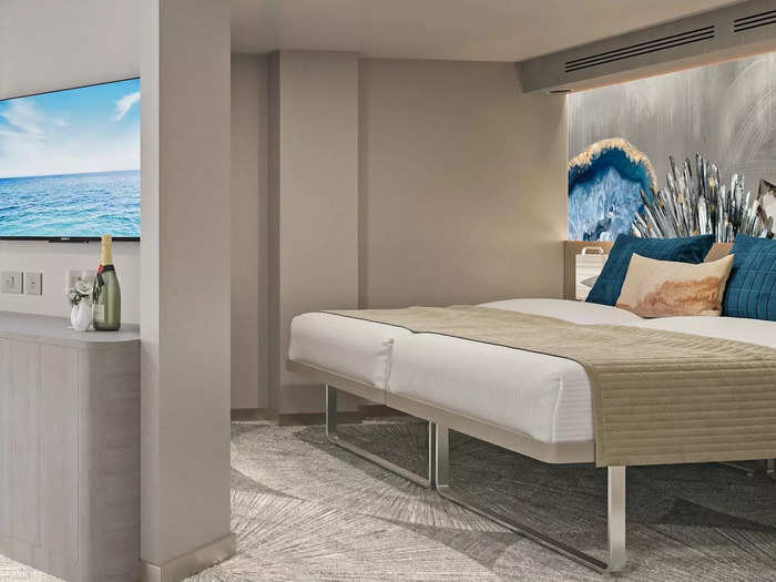 These hotel rooms at sea include accommodations in the Haven by Norwegian, a more exclusive collection of 107 designer suites that range from about 370 to 2,100 square feet.