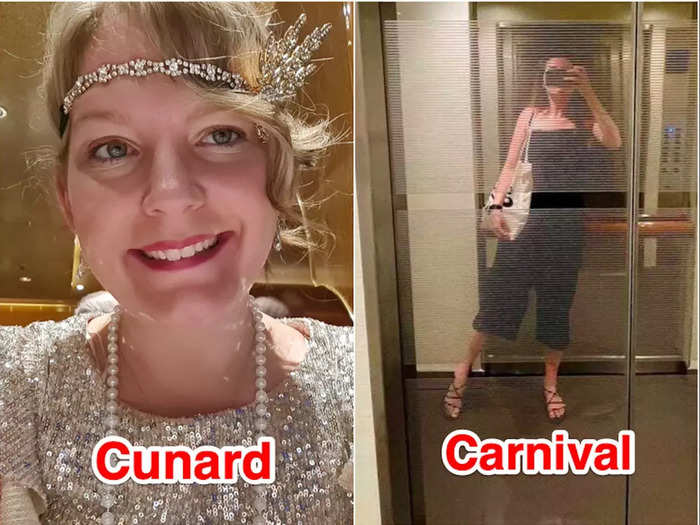 The most obvious difference was spotted on formal nights. On the Carnival Vista, formal night was optional with some passengers in shorts and sundresses. On Cunard, floor-length gowns were the norm.