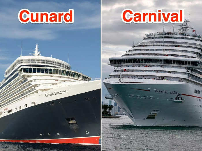 The Carnival Vista is a mammoth ship compared to the Queen Elizabeth.