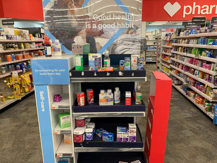 Also like Walgreens, many of the end caps were dedicated to health and wellness products and looked somewhat messy.