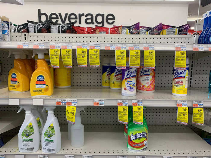 Cleaning sprays and Lysol wipes were running low, reminiscent of reports from 2020.