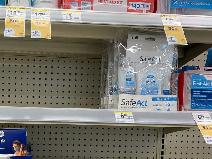 Hand sanitizer shelves were partially emptied, too.