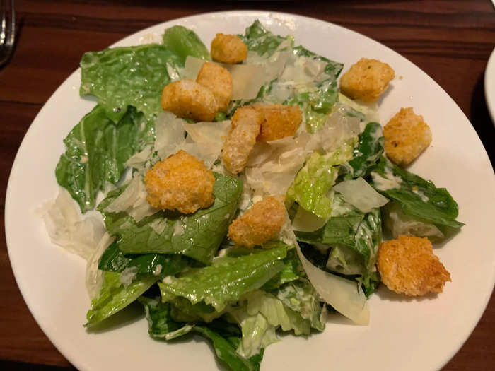 Each entree came with two sides, and I chose a Caesar salad. I enjoyed it, but it was possibly the most heavily dressed salad I