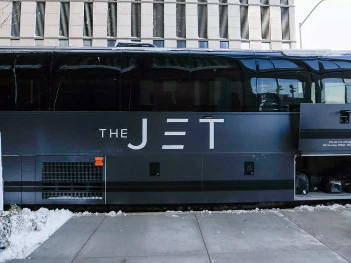 The 45-foot-long black coach with "THE JET" embossed on side told me I was in the right place. I arrived earlier, so I had plenty of time to pick up breakfast before checking in with the bus attendant, who operates like a flight attendant.