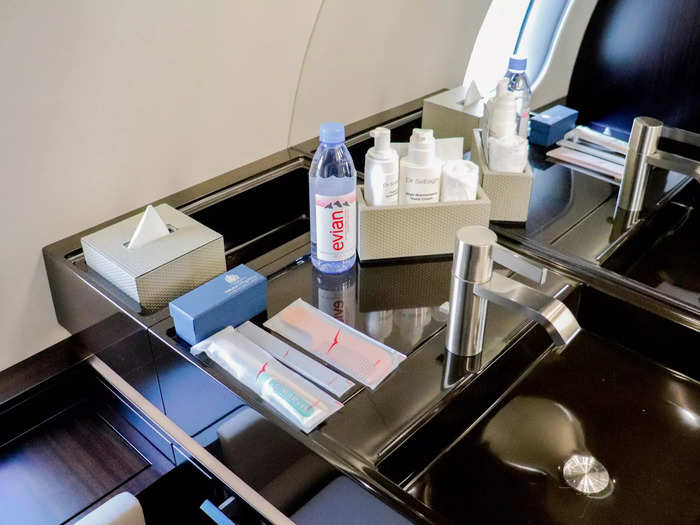 All the required amenities and toiletries come pre-stocked, just as if flying first class on a commercial airliner.