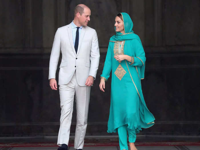 Another favorite couple photo is from their 2019 royal tour of Pakistan, as they were leaving the Badshahi Mosque in Lahore.