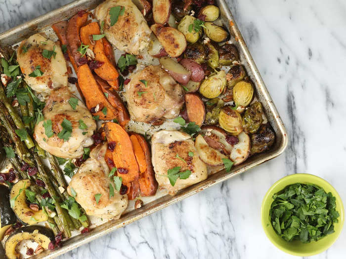 2. Roast chicken, sweet potato, and vegetables