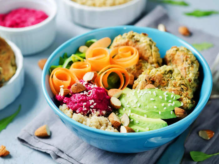 1. Falafel and hummus grain bowl