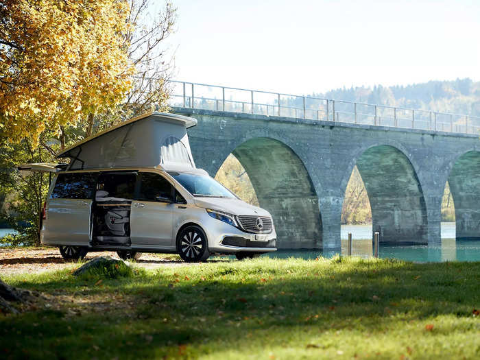 The EQV 300 has a range of about 203 to 226 miles, while the EQV 250 can run between 132 to 147 miles, making the van and its new conversion concept a contender for short camping excursions.