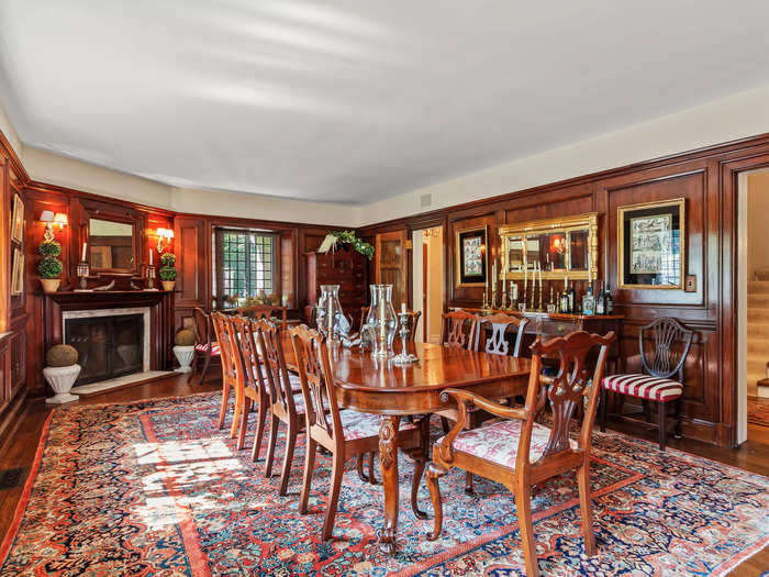 Speaking of old-world charms, the dining room is lined with mahogany panels and looks fit for royalty.
