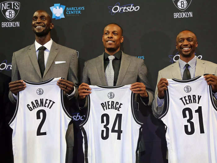 The Celtics trade Paul Pierce and Kevin Garnett to the Nets in 2013.