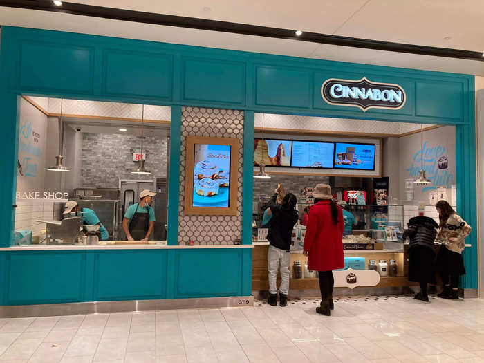 The Cinnabon store is located in Parks Court on level one of the mall.