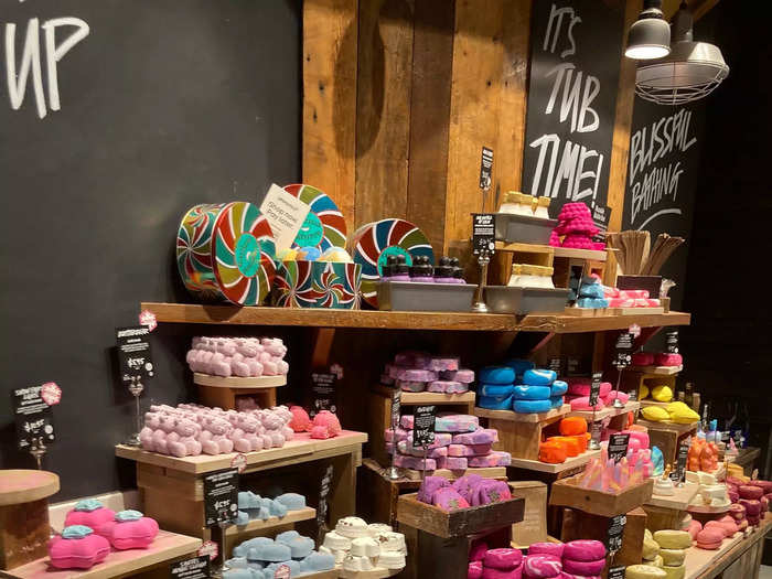 But the most grabbing section were the shelves decked with these colorful shower and bath bombs, clustered near the front of the store.