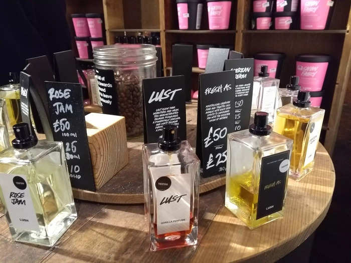 The store had a display of Lush perfumes ...