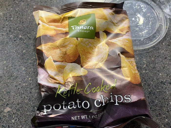 Entrees at Panera also come with a side of potato chips, a baguette, or an apple. I went with the chips.