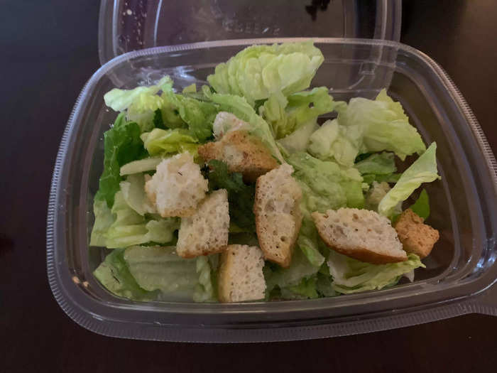 The salad, which came with dressing on the side, was fine but nothing special.