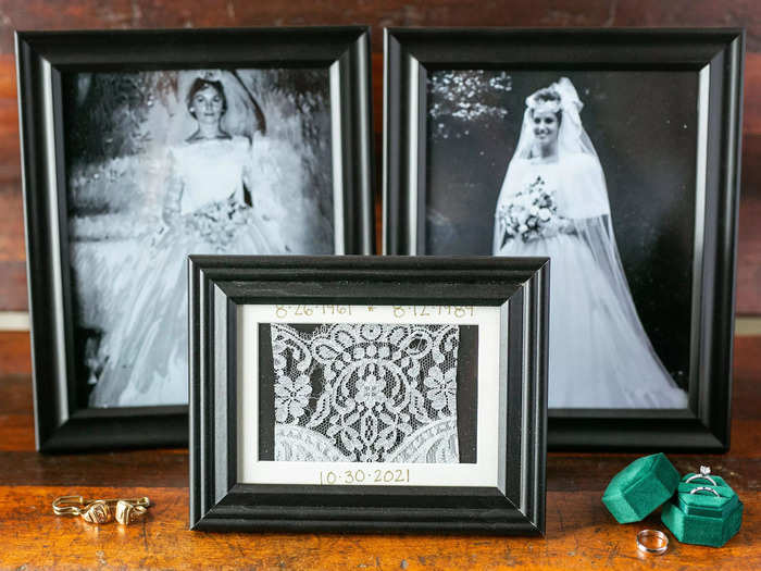 Instead of throwing out the pieces of the lace sleeves, Tafelski had them framed to give to other family members.