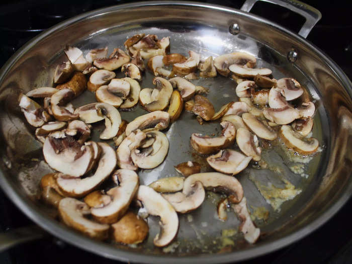 I also sautéed mushrooms in butter in a stainless-steel pan.