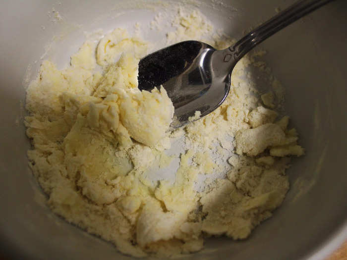 Just before the pot was ready to be pulled from the oven, I made a butter and flour mixture in a small bowl.