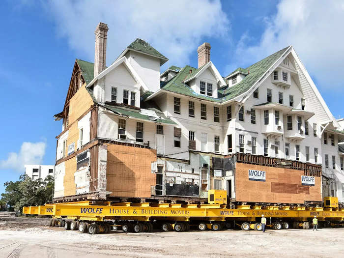 Most building relocations — both large and small — use the "self-propelled Buckingham Power Dolly System," Brovont told Insider. The dollies are remote-controlled and can move forward, backward, and jack the structure upward.