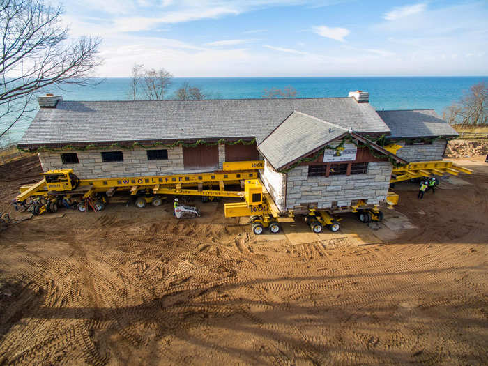 This shelter house at Orchard Beach State Park was moved away from its perch on Lake Michigan due to the eroding shoreline.