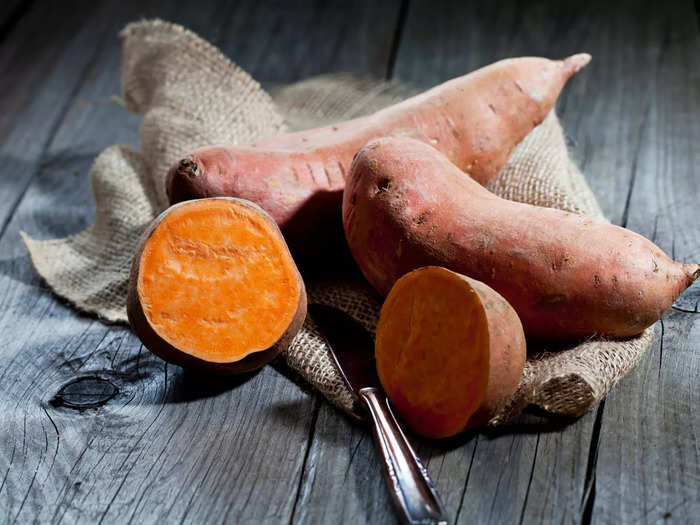 Root vegetables like sweet potatoes and yams