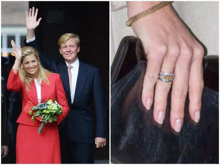 King Willem Alexander proposed to Queen Maxima Zorreguieta with a ring that included the national color of the Netherlands.