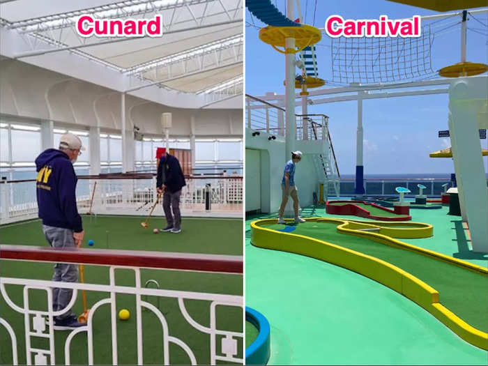 The Queen Elizabeth had a croquet court. On the Carnival Vista, there wasn