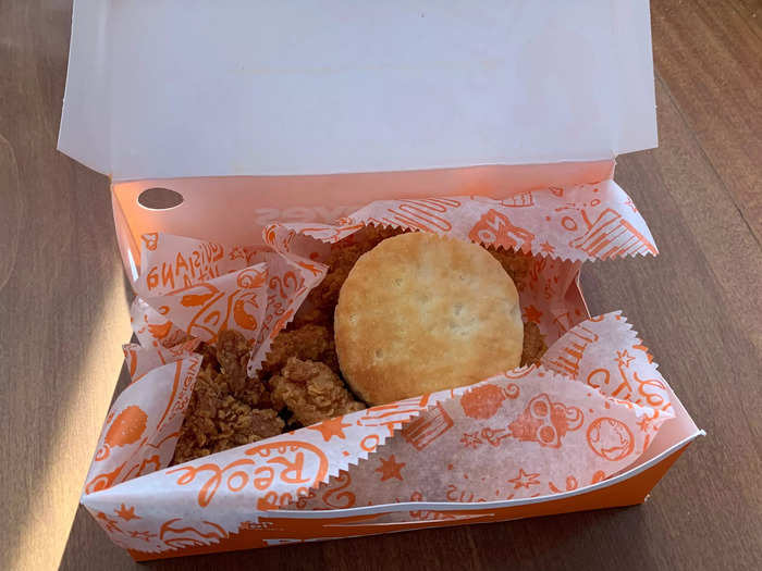 My biscuit was placed inside with the eight-piece nuggets.