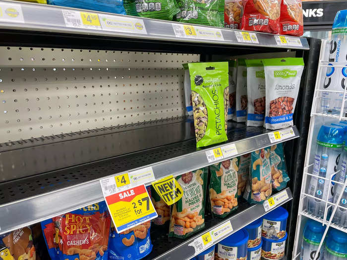 Spaces on shelves have become common across the retail sector due to supply chain constraints.