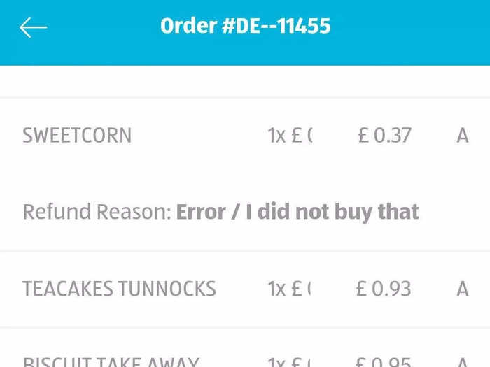 I checked my app around two and a half hours later, and saw that the receipt said that it was still calculating some of the prices ...