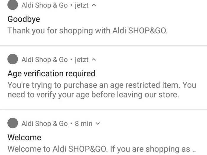 I also got a push notification saying that I needed to verify my age before leaving the store, though this didn