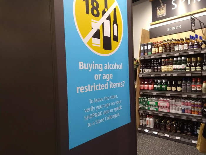 There was a sign in the alcohol section saying that you had to verify your age either using the app or via a store worker.