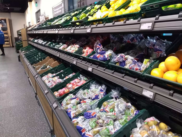 There were four main aisles, selling a range of products from fresh produce ...