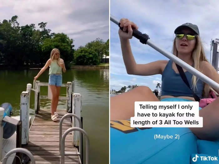 White lives steps from the water, and after work, takes advantage of a bay and her own private dock in her backyard where she stores her inflatable kayak.