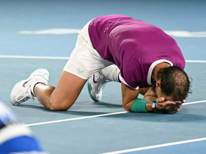 He sank into the hard court as he absorbed the enormity of winning his 21st Grand Slam title.