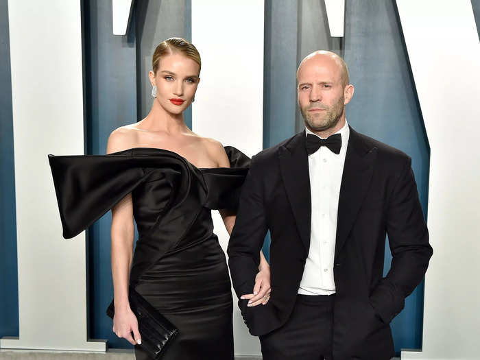 Rosie Huntington-Whiteley is 5 foot 9 but stands taller in heels than her fiancé, Jason Statham.