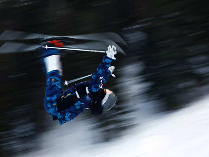 1/14: Kasey Hogg of Team United States takes a run for the Mogul Qualification during the Intermountain Healthcare Freestyle International Ski World Cup at Deer Valley Resort in Park City, Utah.